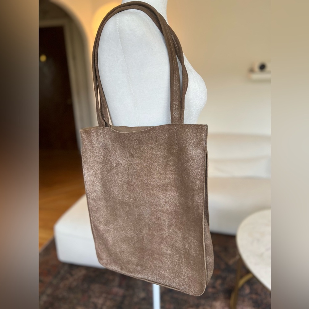 Minor History Leather Gold Taupe Sparkle Magazine Tote View 2